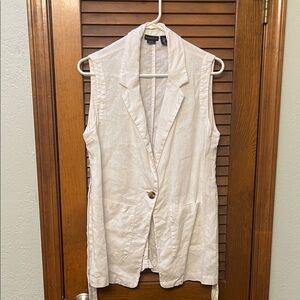 Tahari White Linen Vest size Medium
